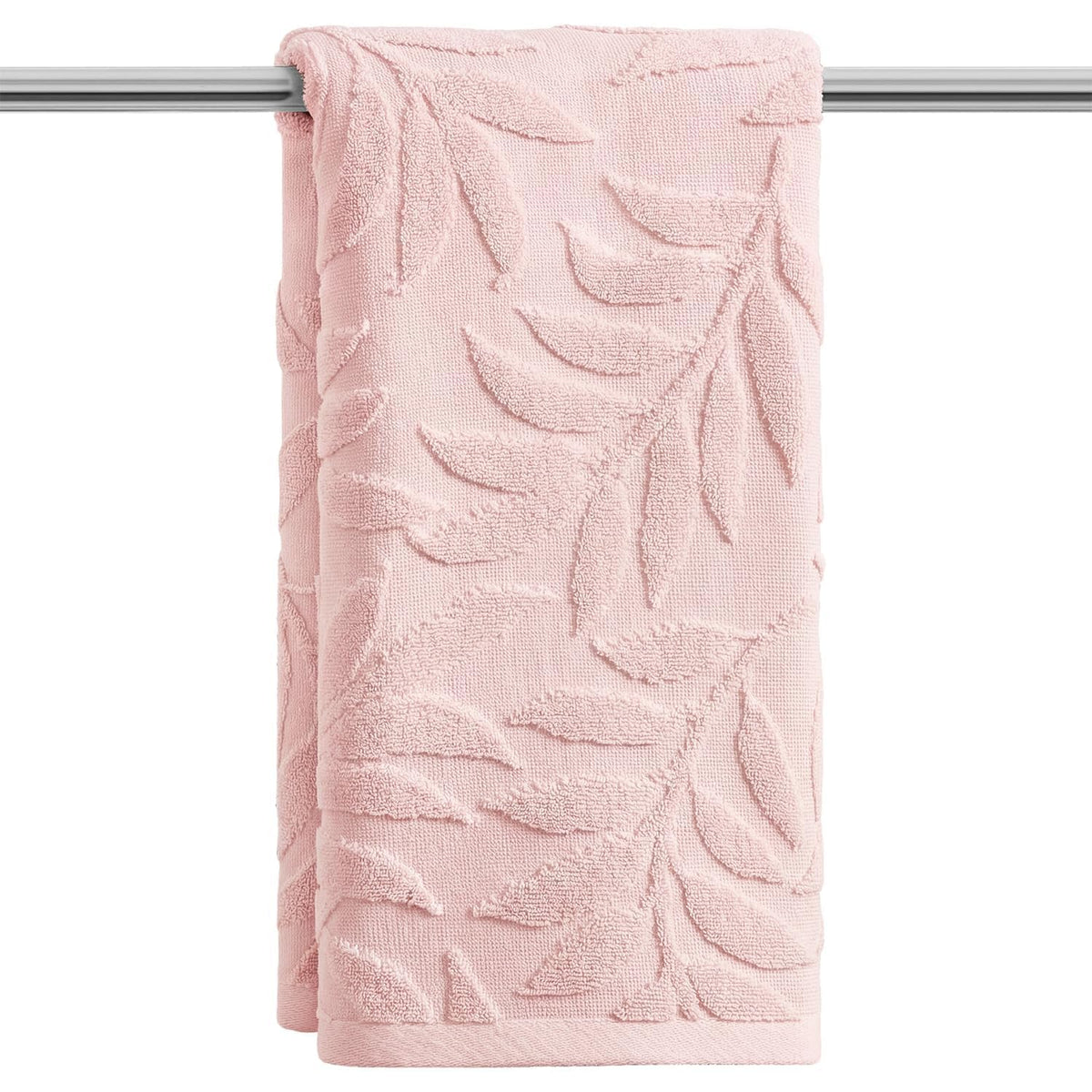 Artoid Mode 2 Pcs Beige 3D Leaves Jacquard Hand Towels for Bathroom, 100% Cotton Soft Absorbent Bathroom Decor Towels, 13.7 x 29.5 Inch