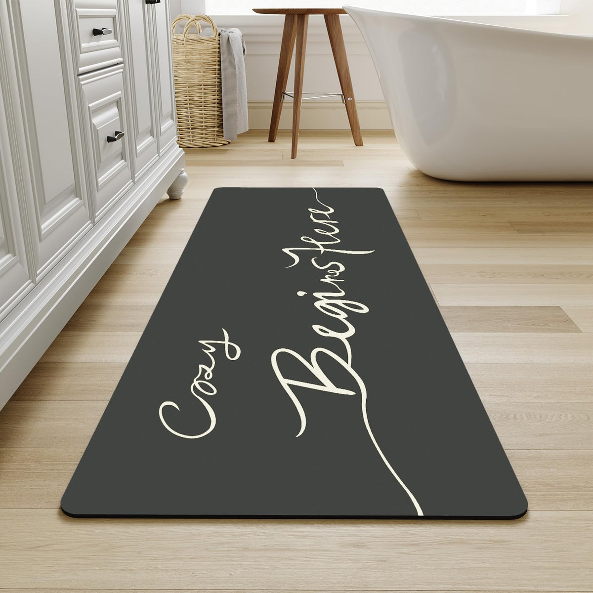 MontVoo-Bath Mat-Bathroom Mat Rug Non Slip Super Absorbent Stain Resistant Quick Dry Thin Bath Rug-Bath Mats for Bathroom Floor Bathtub Vanity-Bathmat Bath Rug Easy Care-17"x27" Grey