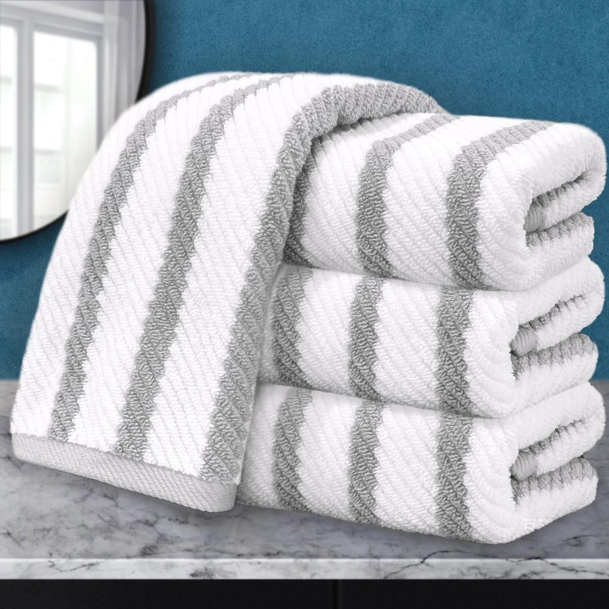 VOOVA & MOVAS 6PC Towel Set, 100% Cotton, Dark Grey
