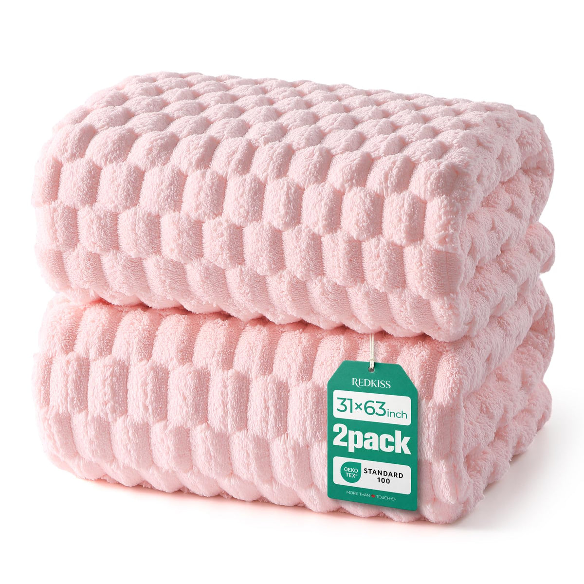 REDKISS 4 Pack Microfiber Bath Towels - Extra Large, Super Absorbent, Quick Dry Waffle Towels Set for Bathroom, Spa, Gym, and Travel - Luxury, Plush, 4 Multicolor