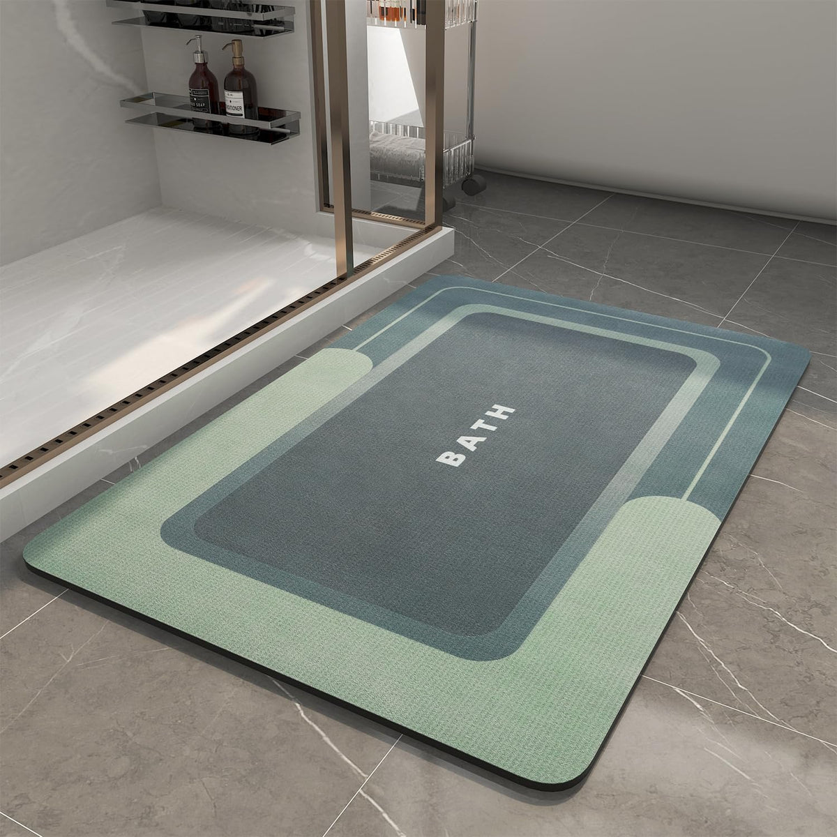 MontVoo-Bath Mat-Bathroom Mat Rug Non Slip Super Absorbent Stain Resistant Quick Dry Thin Bath Rug-Bath Mats for Bathroom Floor Bathtub Vanity-Bathmat Bath Rug Easy Care-17"x27" Grey