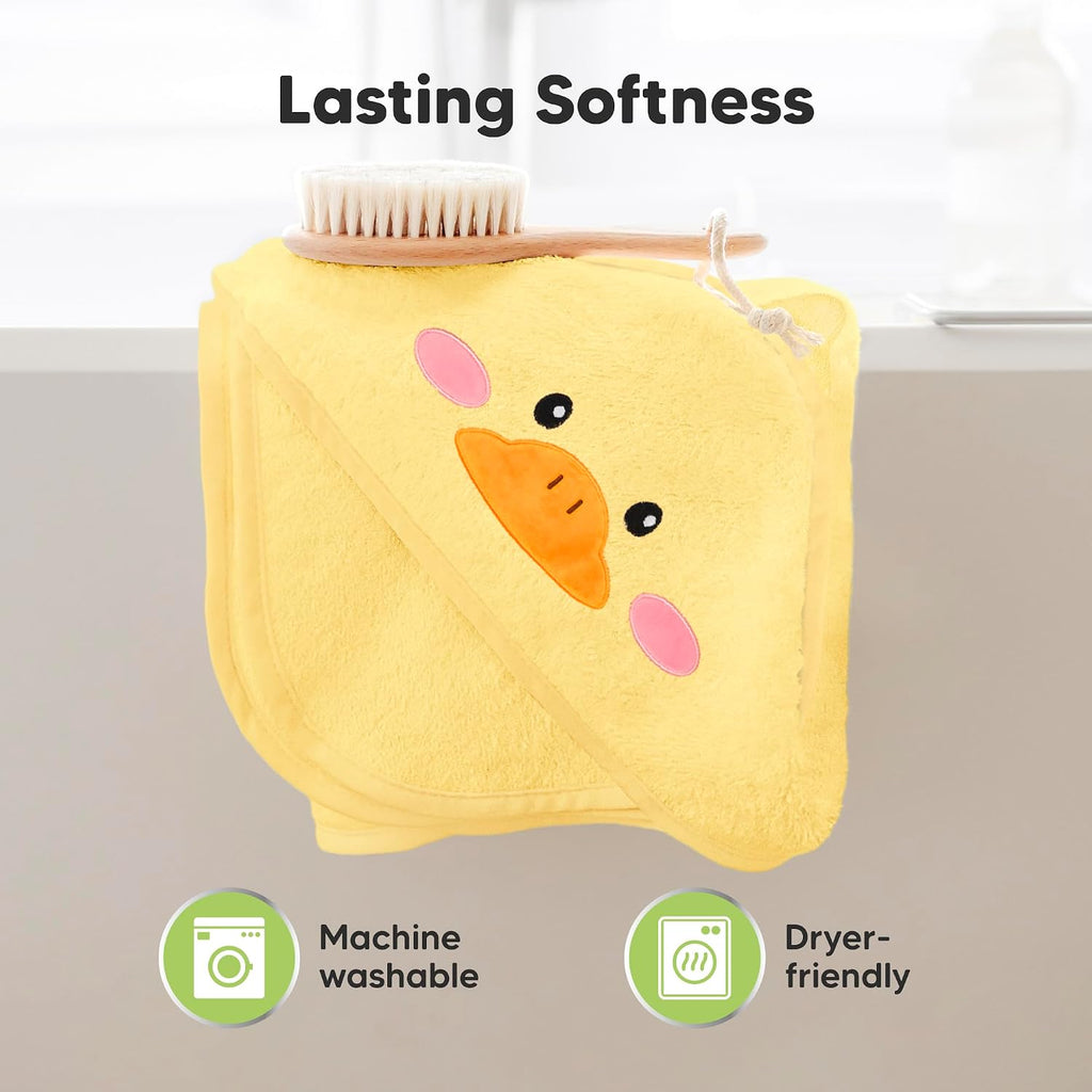 KeaBabies Hooded Baby Towel for Newborn, Baby Bath Towels (Duck, 35x35)