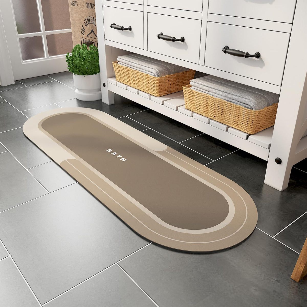 MontVoo Bath Mat - Non Slip, Quick Dry, Stain Resistant Bath Mat Rug for Bathroom Floor - Easy Care Shower Rug for Outside Bathtub - 17"x27" Grey