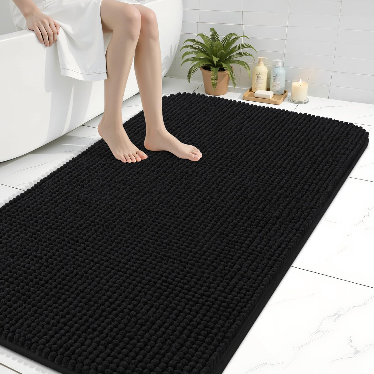 Arotive Chenille Bathroom Rugs 30x20, Soft Absorbent Bath Mat, Grey
