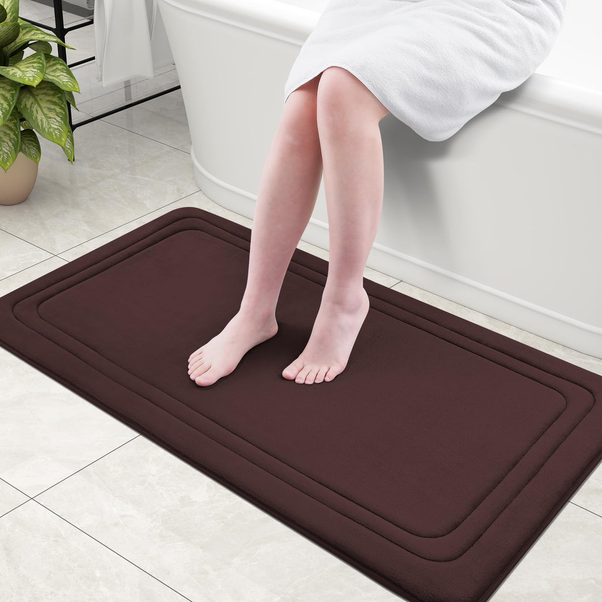 Grandaily Memory Foam Bath Mat Rug 30x20, Ultra Soft, Non-Slip and Absorbent Bathroom Rugs, Machine Wash Dry, Comfortable Bath Carpet for Bathroom Floor, Tub and Shower, Black