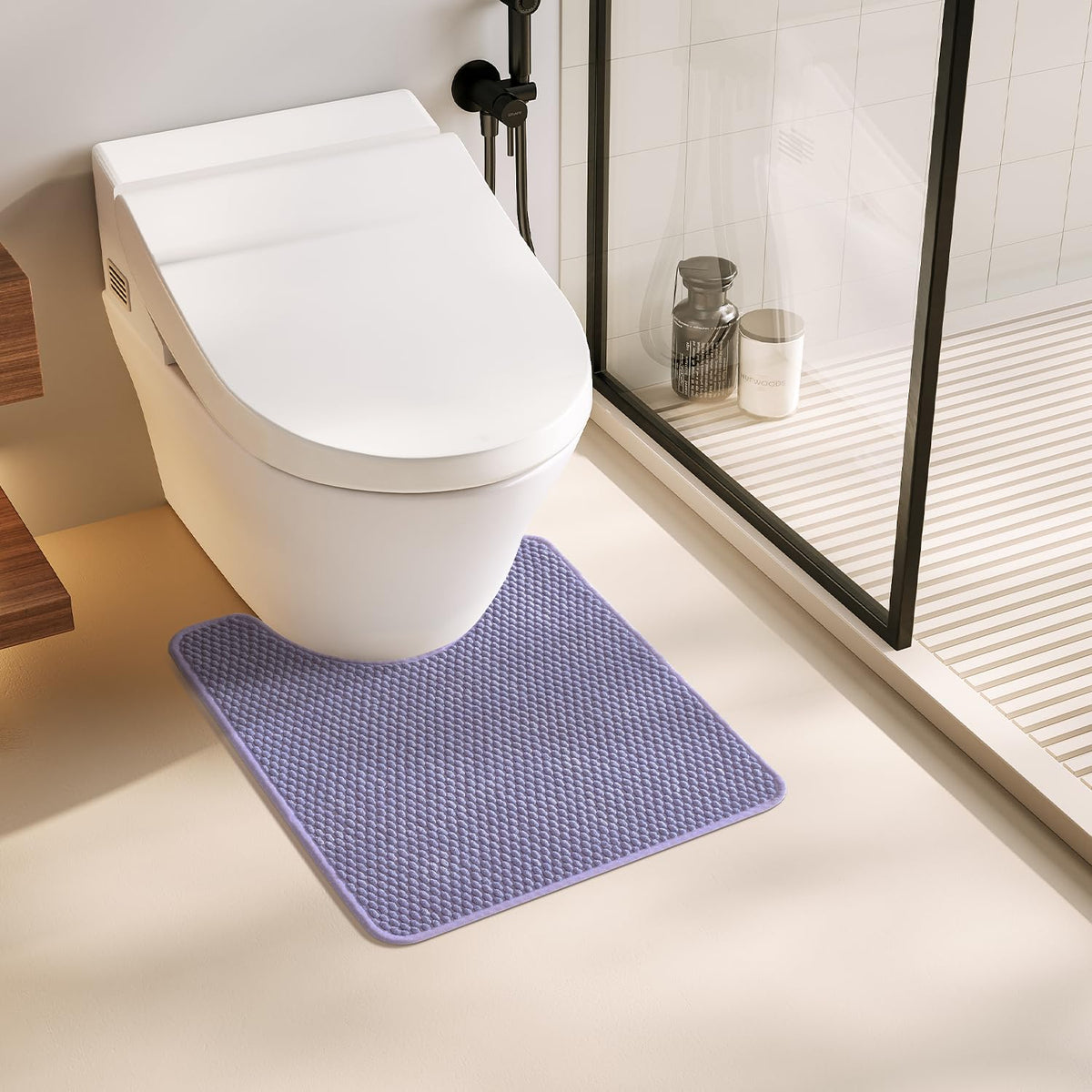 TYUU Bathroom Rugs Non Slip Washable, Super Absorbent Thin Bath Mat Small Quick Dry Low Pile Bathroom Rug, Dark Grey 16"x24"