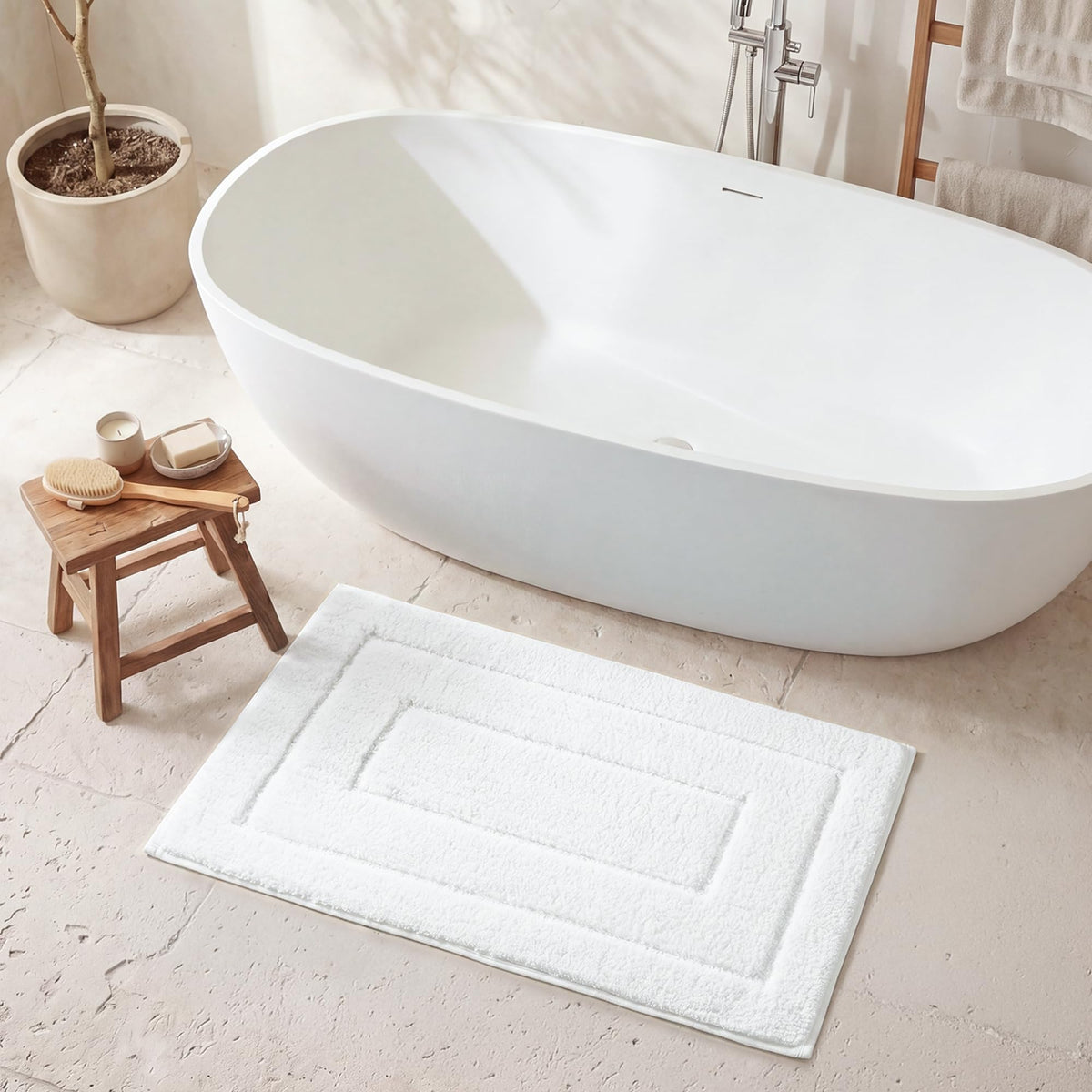 GRANNY SAYS Gray Bathroom Rug 20" x 30", Non-Slip Microfiber Bath Mat