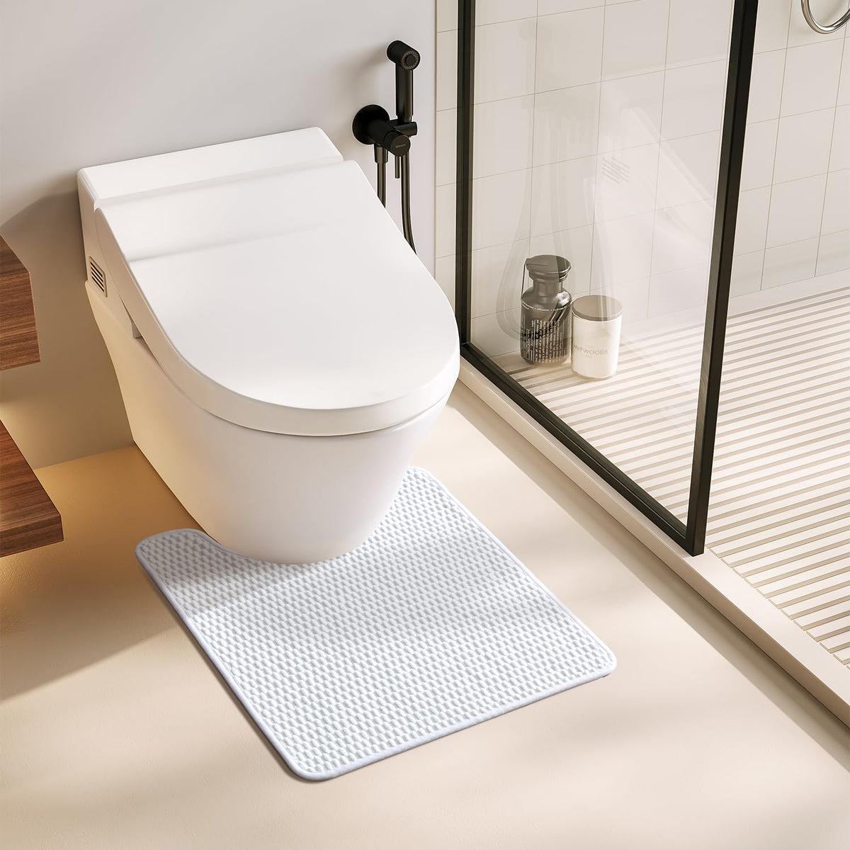 TYUU Bathroom Rugs Non Slip Washable, Super Absorbent Thin Bath Mat Small Quick Dry Low Pile Bathroom Rug, Dark Grey 16"x24"