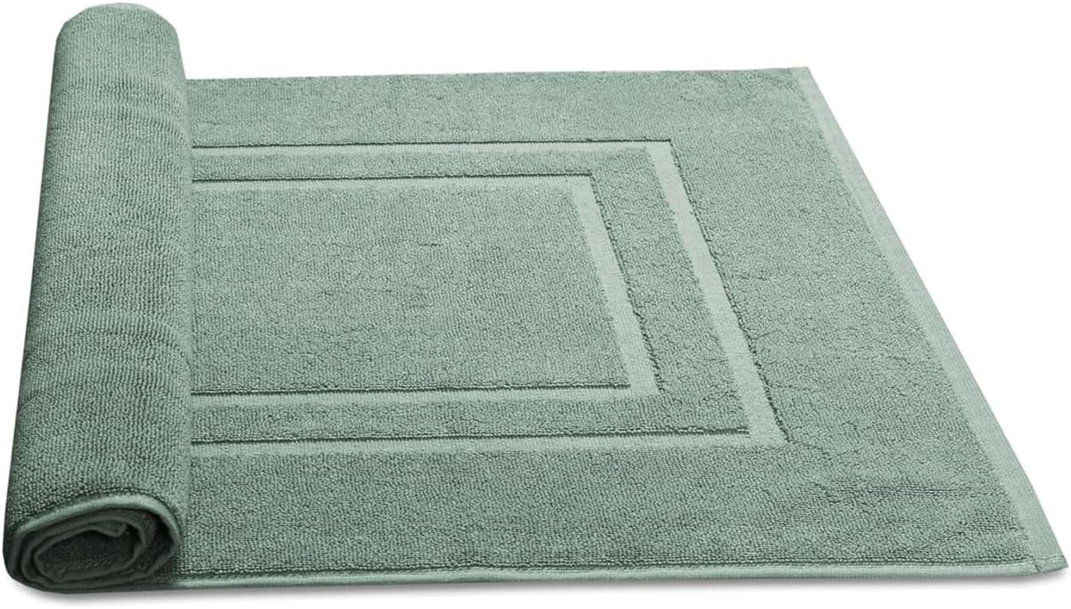 Feather & Stitch 100% Cotton Bath Mats 2 Piece 30x21 Inches, Granite Green