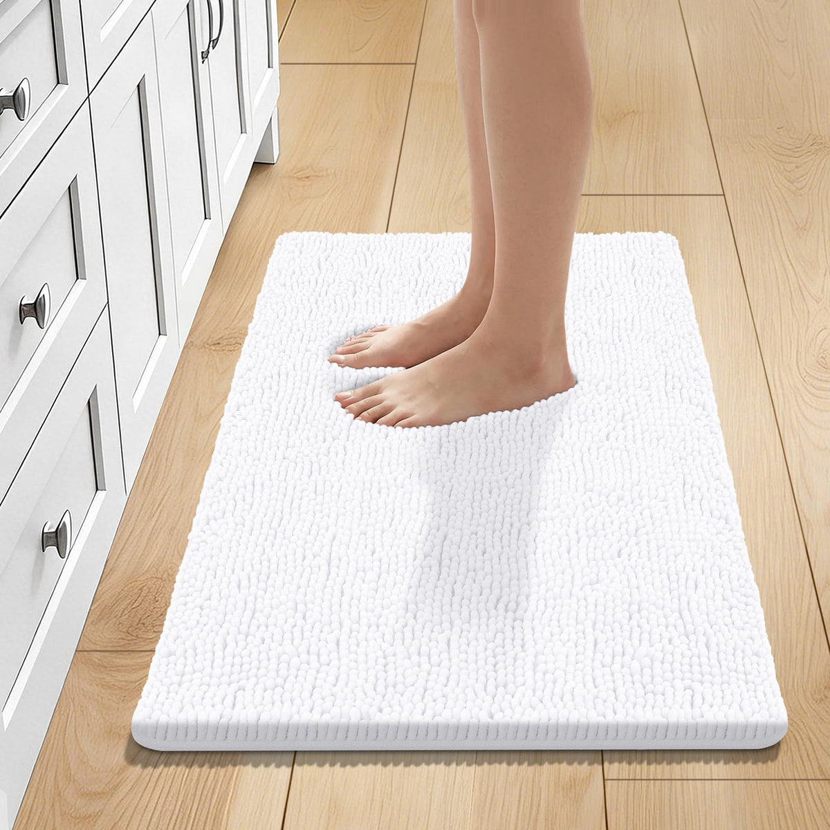 Bcoimo Small Bath Rug Mat,Sage Chenille High Absorbent Bathroom Floor Mats