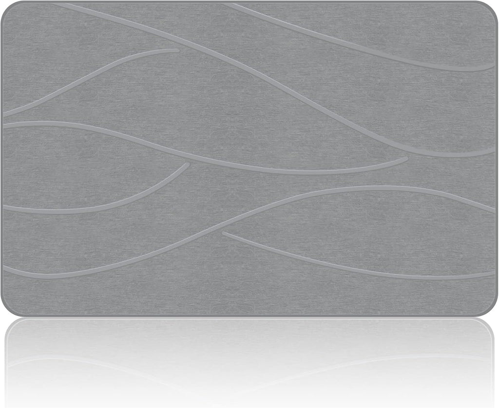 VEELOIM Stone Bath Mat, Diatomaceous Earth Shower Mat for Bathroom Grey