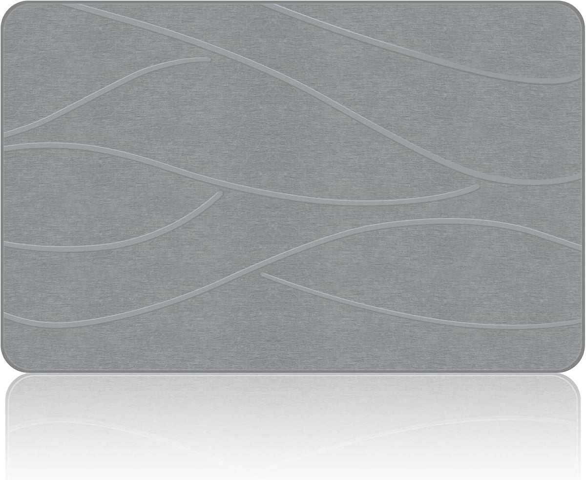 VEELOIM Stone Bath Mat, Diatomaceous Earth Shower Mat for Bathroom Grey