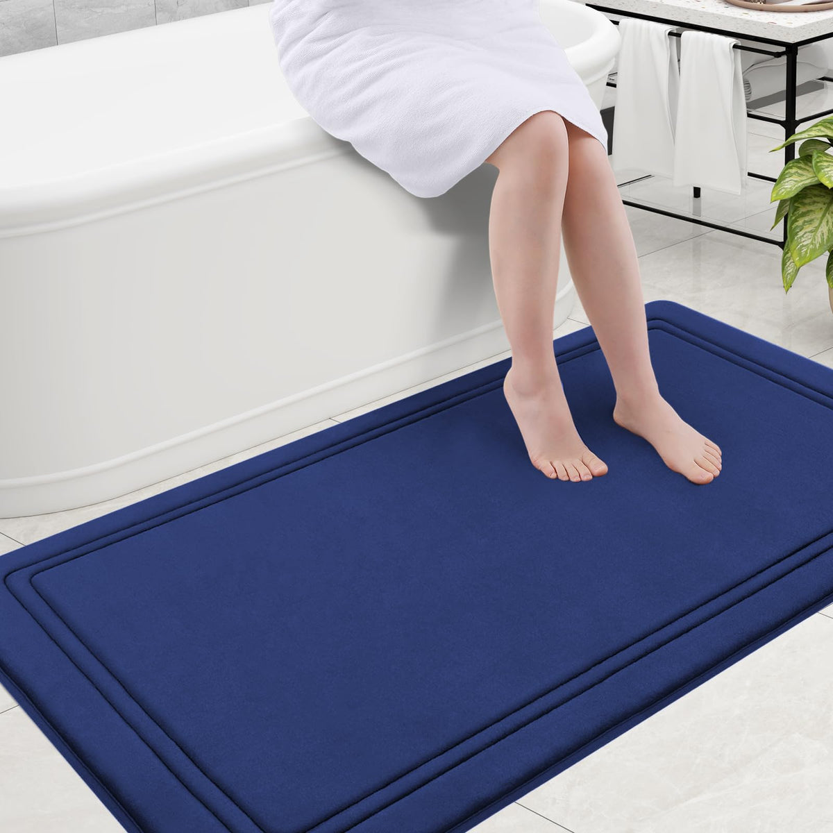 Grandaily Memory Foam Bath Mat Rug 30x20, Ultra Soft, Non-Slip and Absorbent Bathroom Rugs, Machine Wash Dry, Comfortable Bath Carpet for Bathroom Floor, Tub and Shower, Black