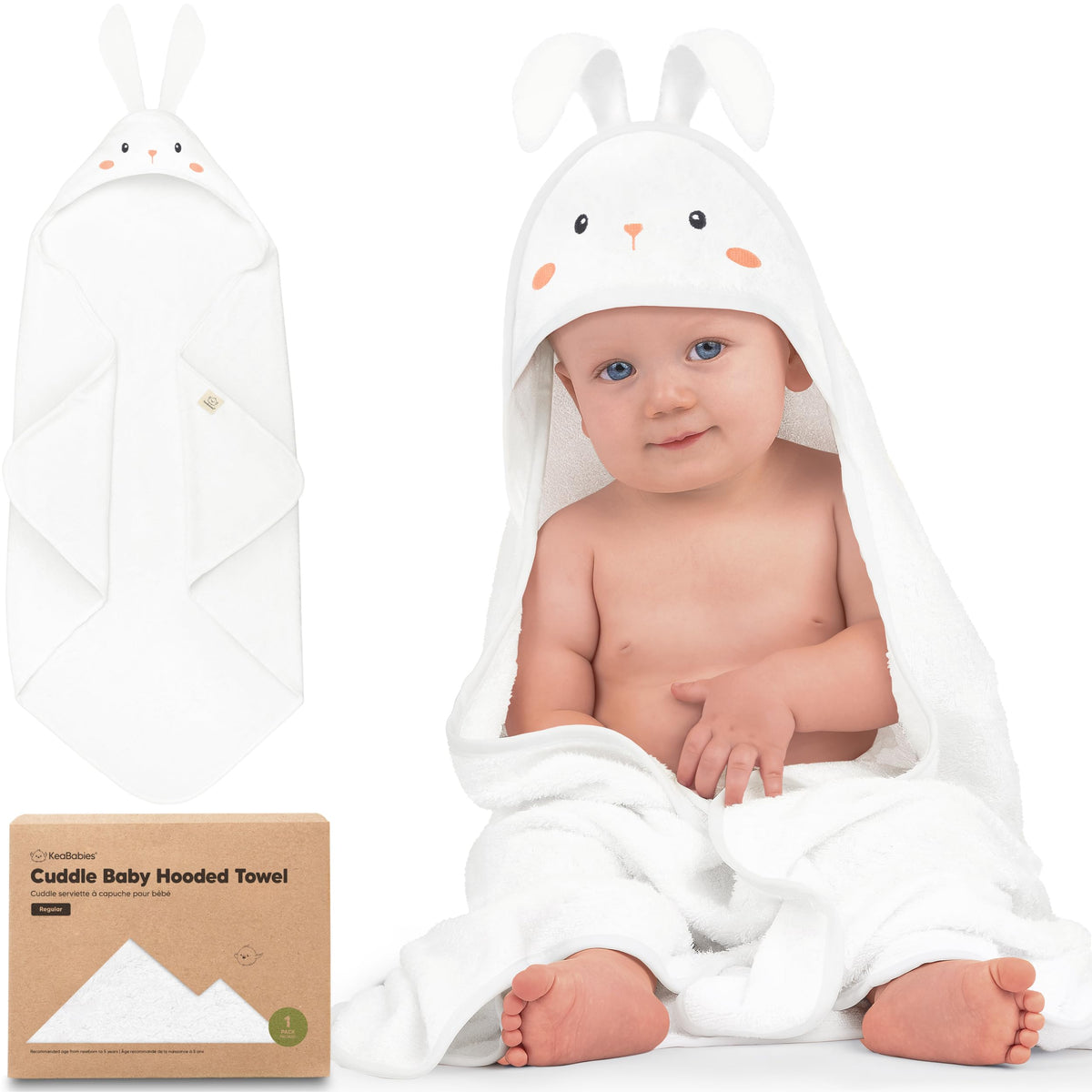 KeaBabies Hooded Baby Towel for Newborn, Baby Bath Towels (Duck, 35x35)