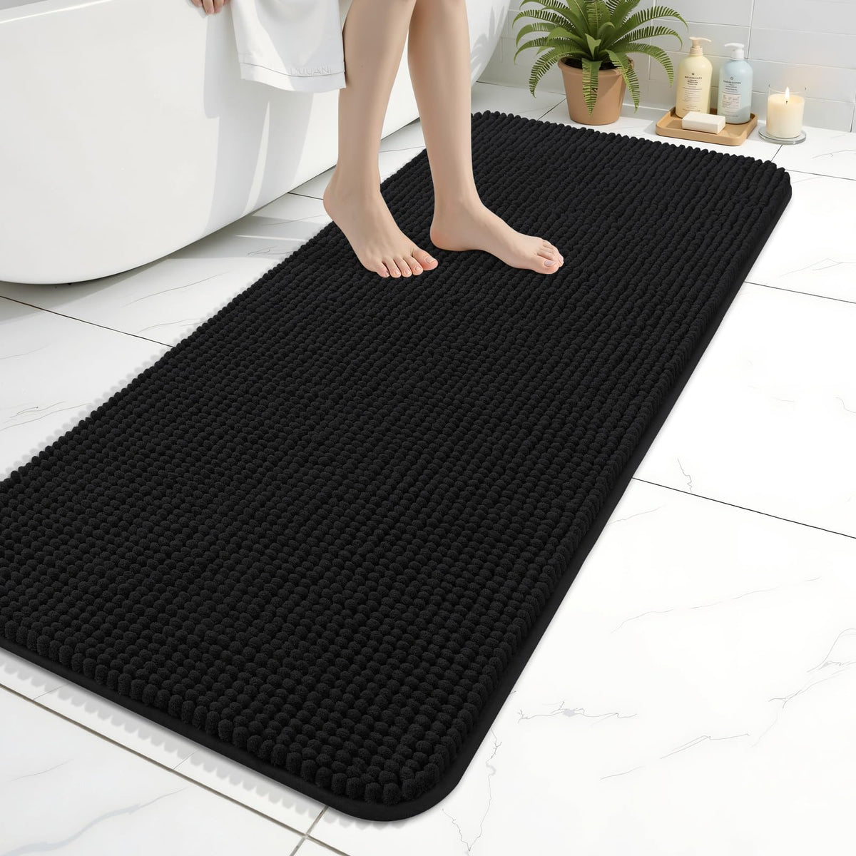 Arotive Chenille Bathroom Rugs 30x20, Soft Absorbent Bath Mat, Grey