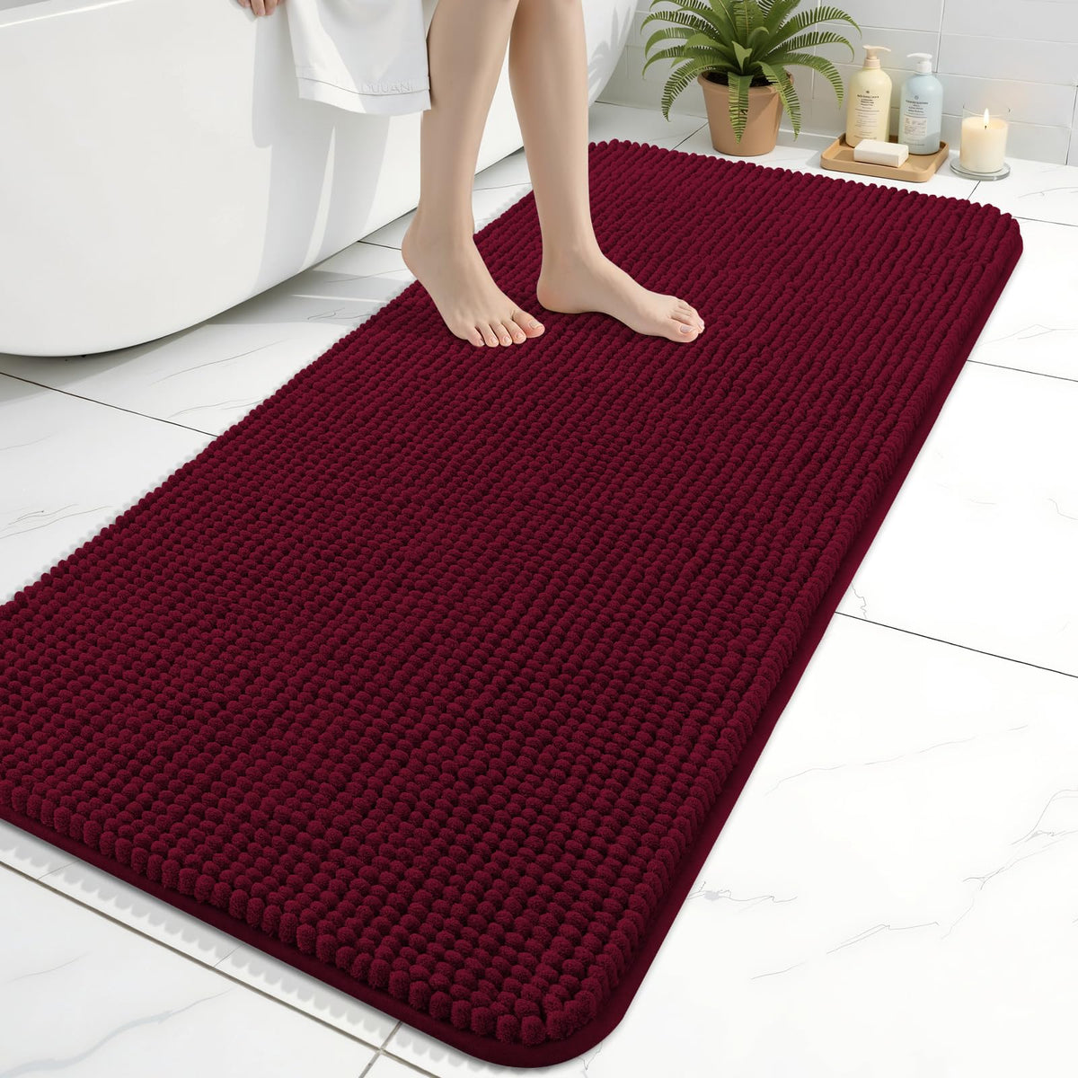 Arotive Chenille Bathroom Rugs 30x20, Soft Absorbent Bath Mat, Grey