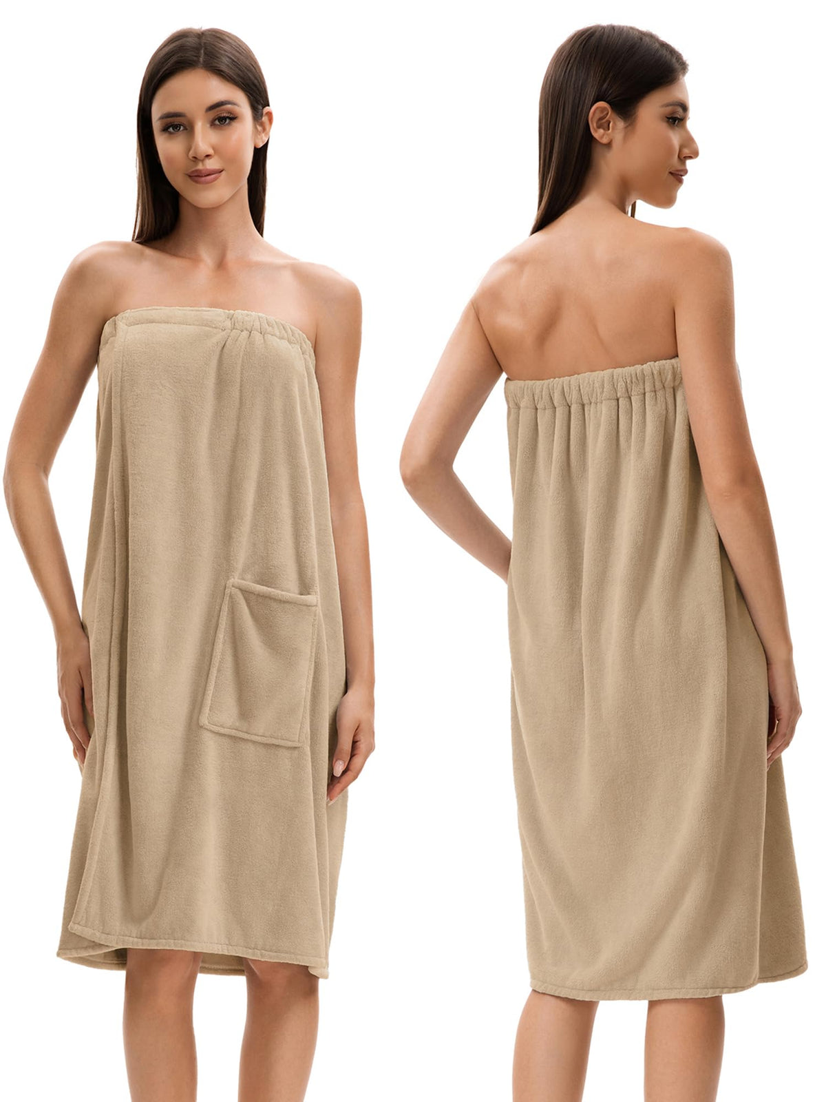 Towel Wrap For Women After Shower，Plush Bath Robe Female，Sauna Spa Wrap Around Towels With Pockets