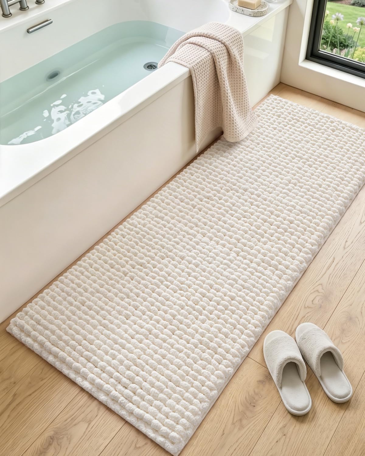 DEXI Bathroom Rugs 36x24, Non Slip Washable Chinelle Bath Mat, Taupe