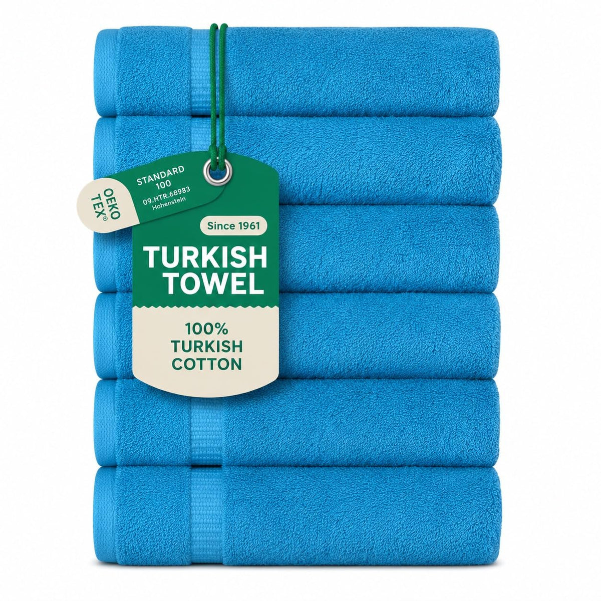 SALBAKOS 6-Piece 100% Turkish Cotton Hand Towels, 16x30 inch, White