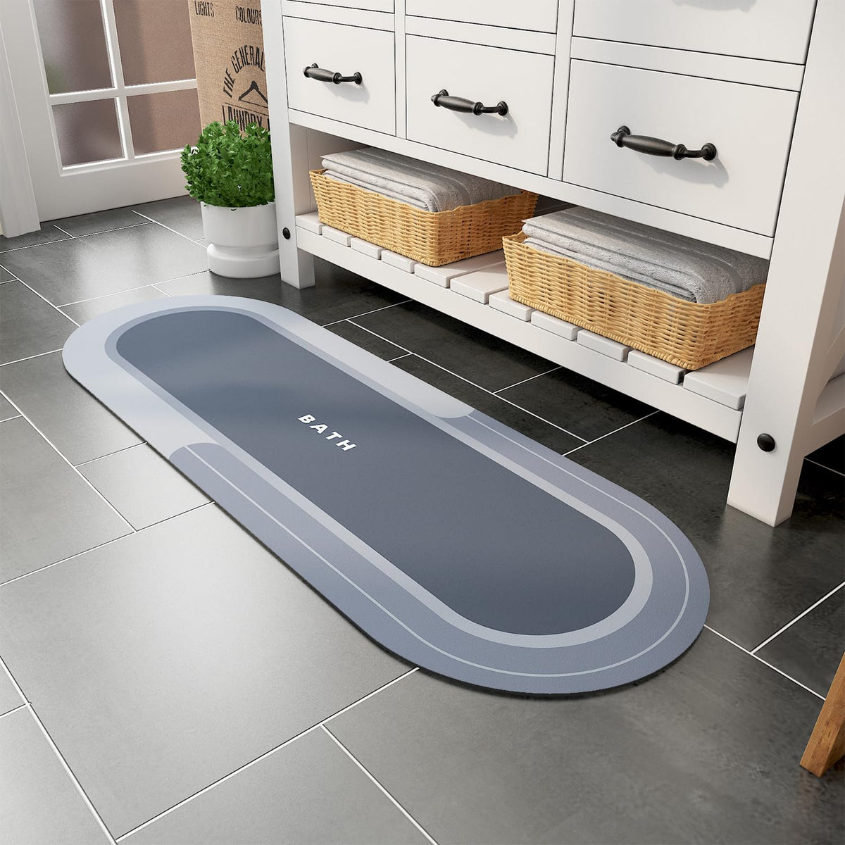 MontVoo Bath Mat - Non Slip, Quick Dry, Stain Resistant Bath Mat Rug for Bathroom Floor - Easy Care Shower Rug for Outside Bathtub - 17"x27" Grey