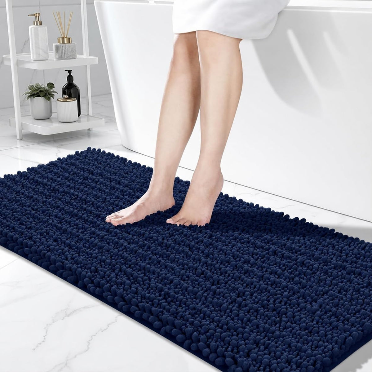 ILANGO Bathroom Rugs Dark Grey 32x20,Extra Soft Absorbent Chenille Bath Rugs,Thick Non-Slip Shaggy Bath Mat,Machine Washable Quick Dry Bath Mats for Bathroom Floor, Tub, Shower Accessories