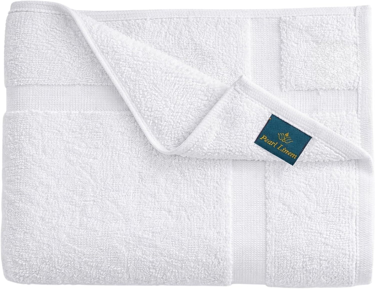 Pearl Linens Pack of 6 100% Cotton Bath Mat Towels, 20x30 inches, Soft & Absorbent Floor Towels for Bathroom, Not Bathroom Rugs, After Shower Mat, 687 GSM, Machine Washable, Airbnb Essentials, White