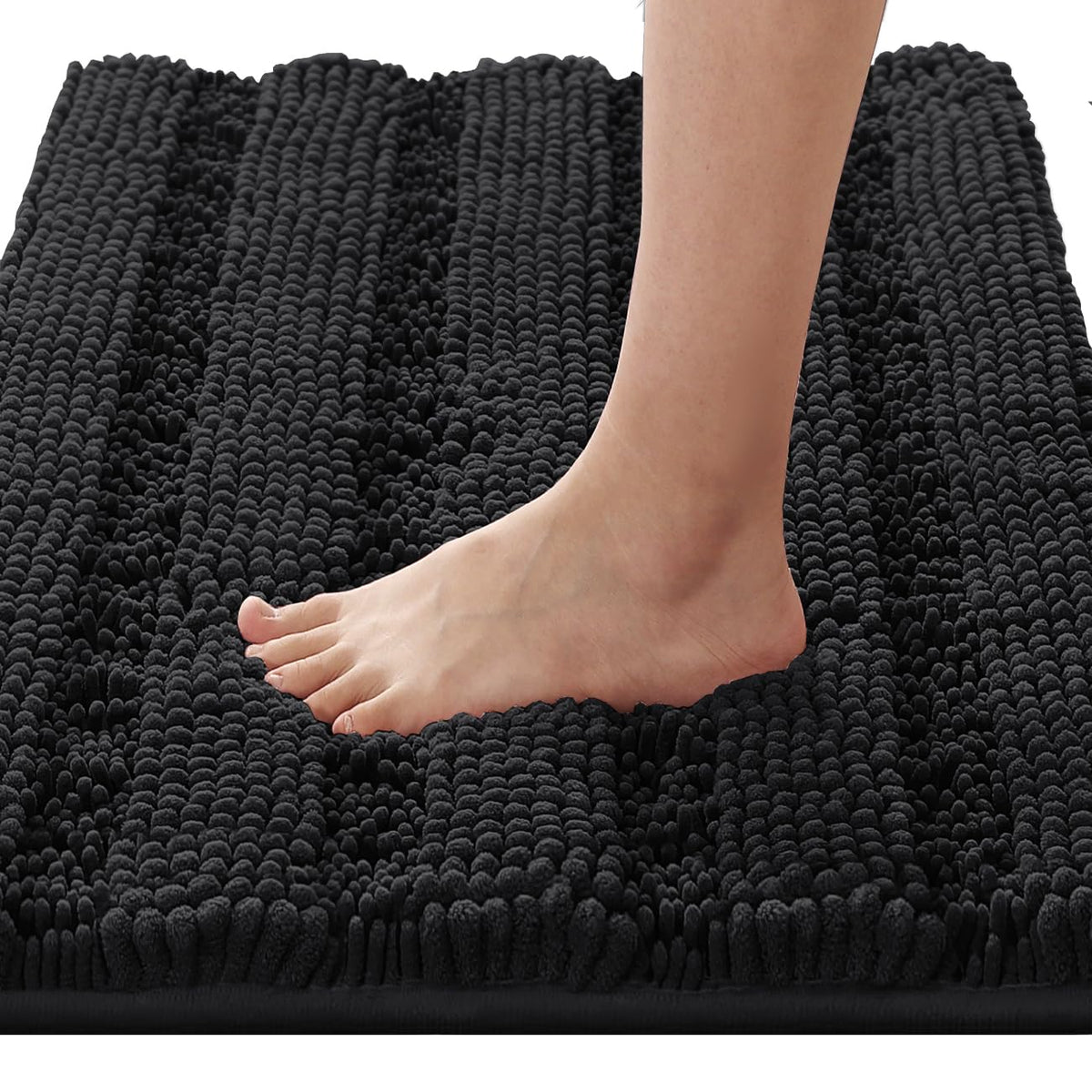 H.VERSAILTEX Sage Bathroom Rugs, Bath Mat Set of 2 Extra Thick Chenille Striped Pattern Shaggy Bath Rugs for Bath Room, Non Skid Bath Mats for Bathroom Floor (32 x 20 Plus 24 x 17 - Inches)
