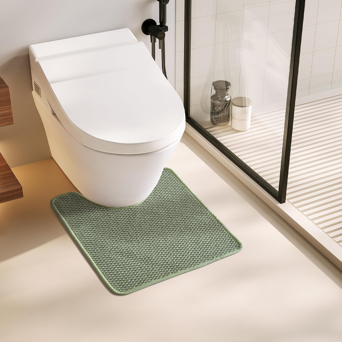 TYUU Bathroom Rugs Non Slip Washable, Super Absorbent Thin Bath Mat Small Quick Dry Low Pile Bathroom Rug, Dark Grey 16"x24"