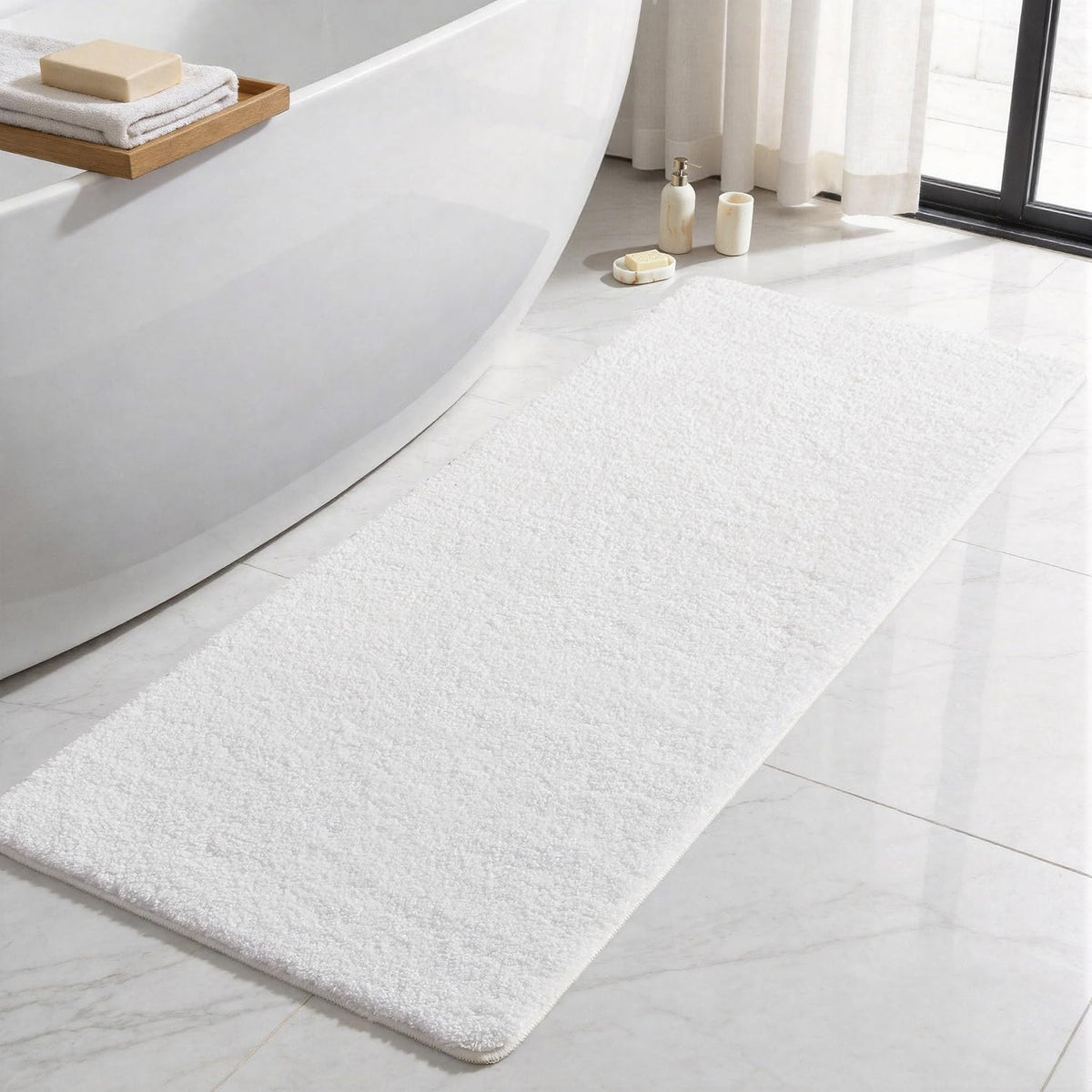 TYUU Navy Blue Bathroom Rugs, Ultra Soft Bath Rugs Non Slip Washable, Super Absorbent Quick Dry Small Bath Mat with Rubber Backing for Bathroom Floor, Shower, or Sink, Navy Blue 16" x 24"