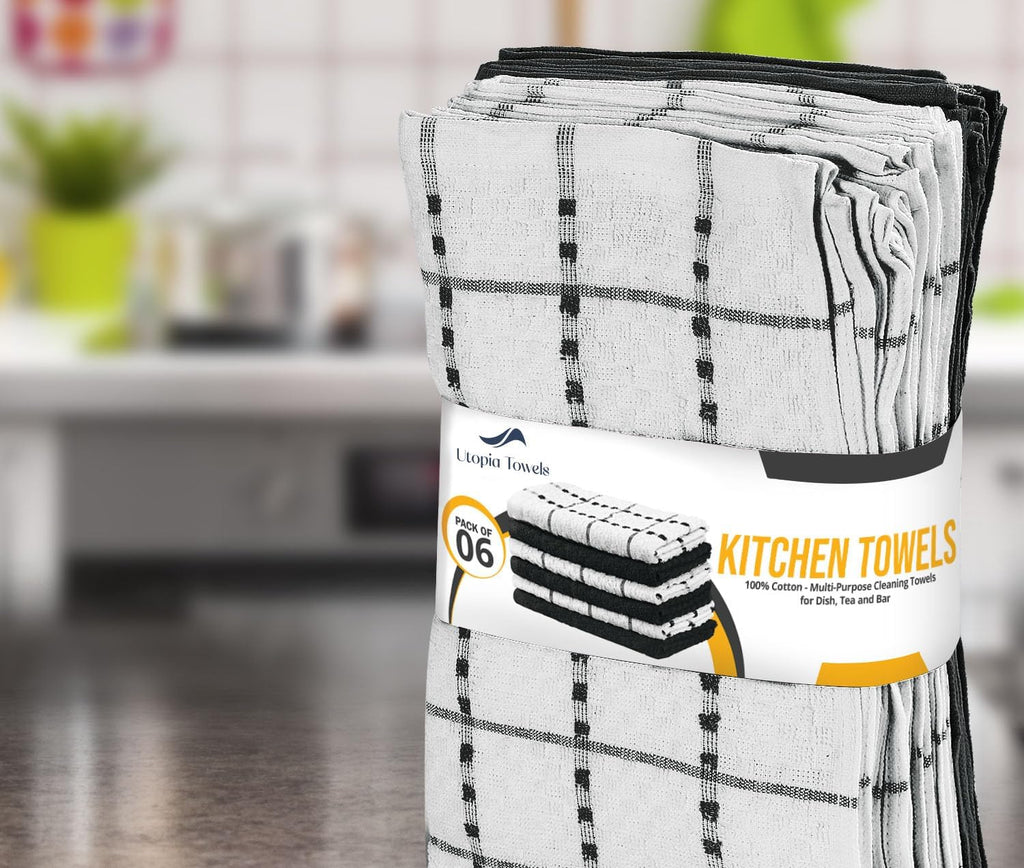 Utopia Kitchen Towels 12 Pack 15x25 Inch 100% Cotton Popcorn Terry