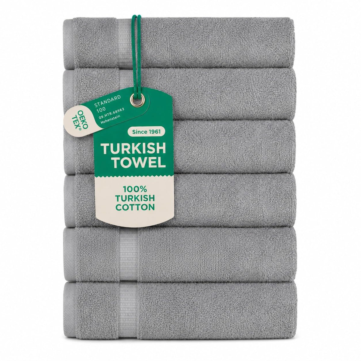 SALBAKOS 6-Piece 100% Turkish Cotton Hand Towels, 16x30 inch, White