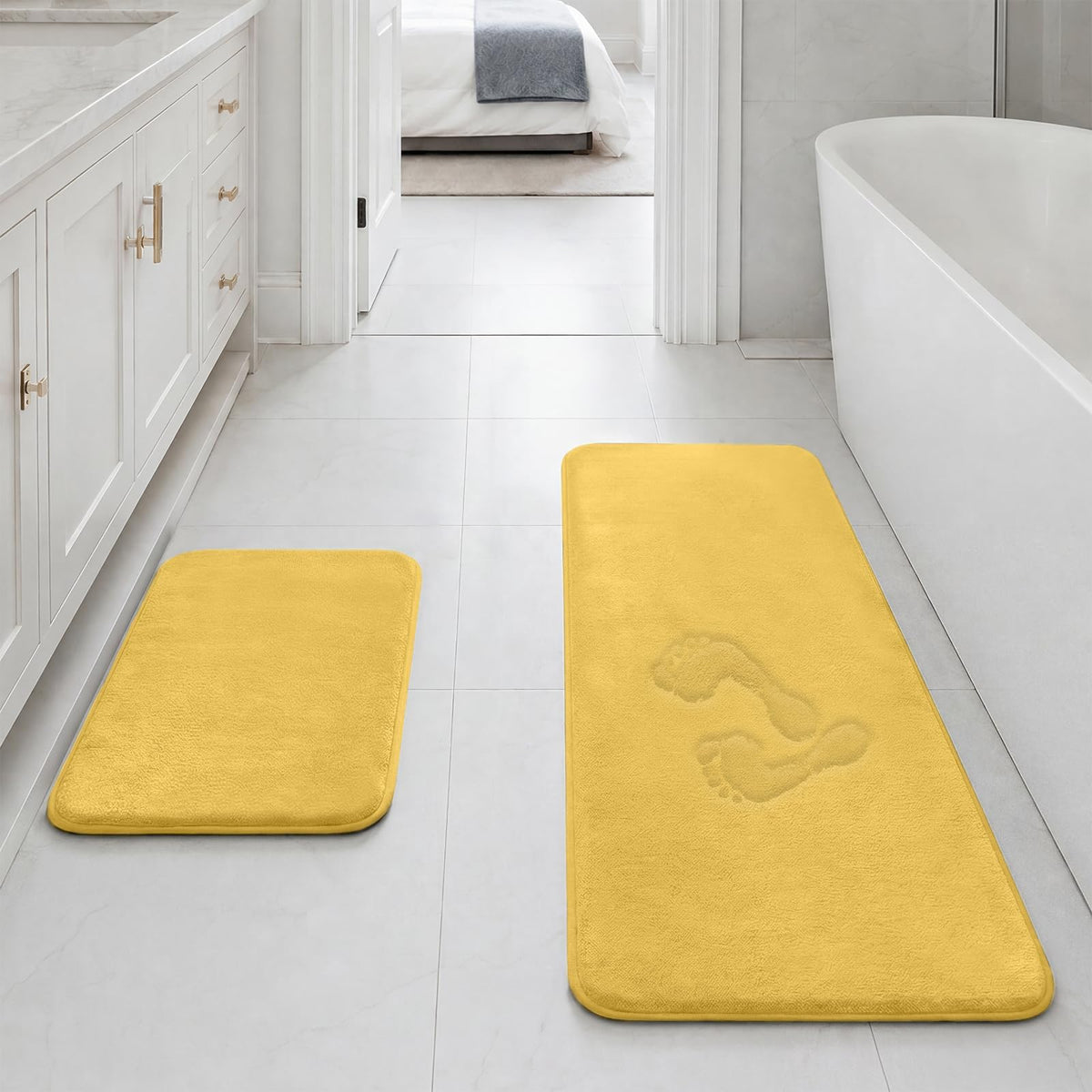 HUXMEYSON Bathroom Rugs Sets 3 Piece, Non-Slip & Quick Dry Bath Mat Set, Ultra Soft Velvet Bath Rugs for Bathroom, Toilet and Shower Floor, Grey