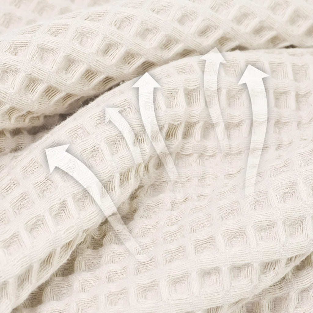 Waffle Bath Towels Set of 2 (Mist White) – Cotton, Quick Dry, Low Lint