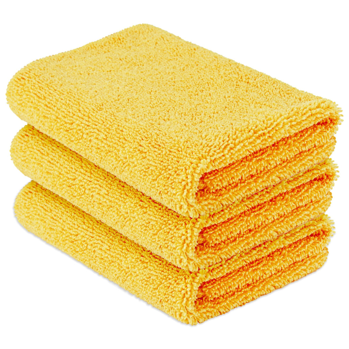 Amazon Basics Microfiber Car Drying Towels, Highly Absorbent, Lint Free, Scratch Free, Ultra-Soft, Car Detailing, Buffing and Polishing, 16" x 16", Yellow, 12-Pack