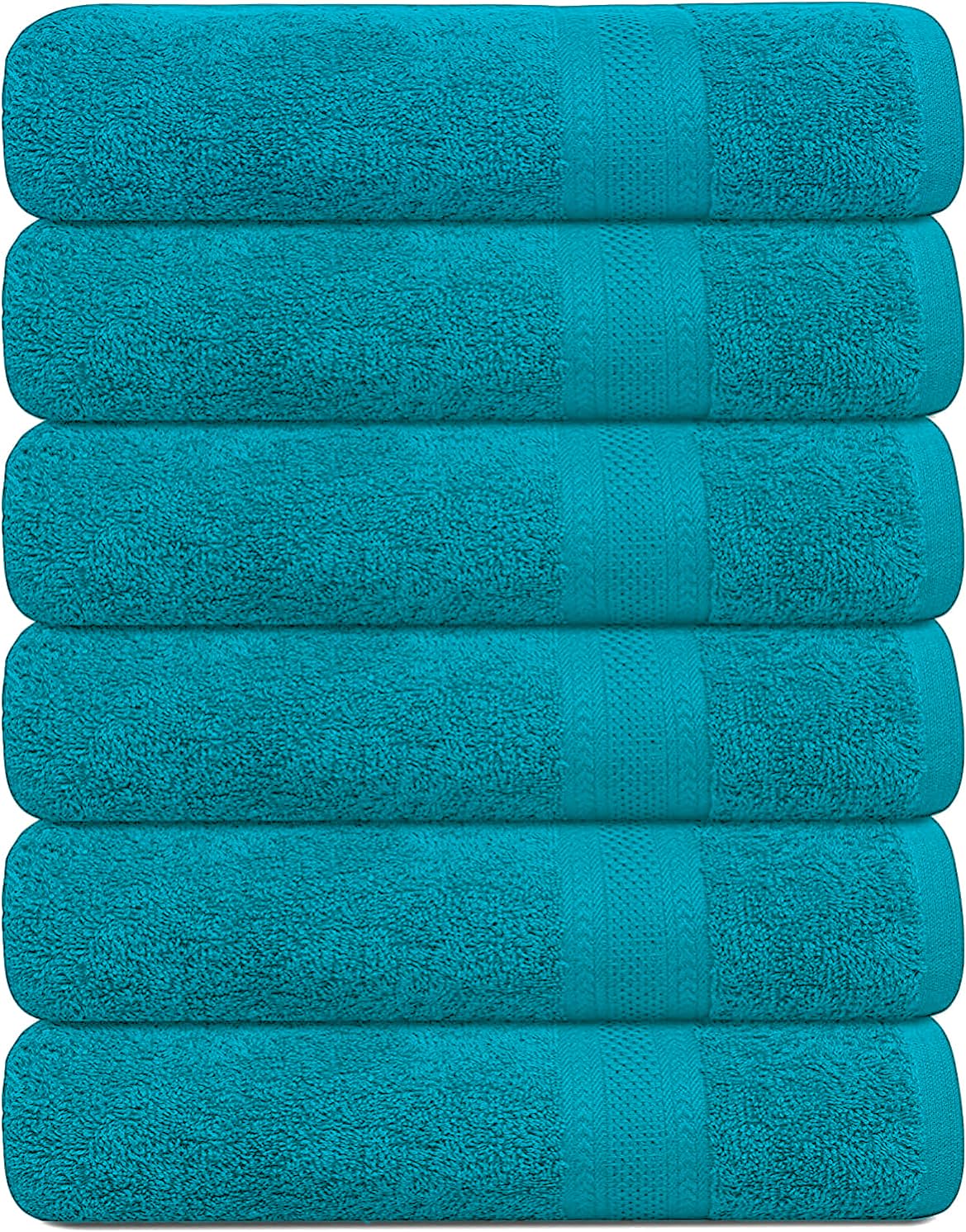 KAHAF COLLECTION 100% Cotton Bath Towel Set, White 24x48 Pack of 6 Towels, Quick Dry, Highly Absorbent, Soft Feel Towel, Gym, Spa, Bathroom, Shower, Pool, Luxury Soft Towels Light-Weight