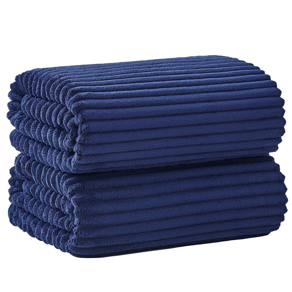 6 PC Bath Towel Set, 40"x80" Oversized Bath Sheets, Navy Blue