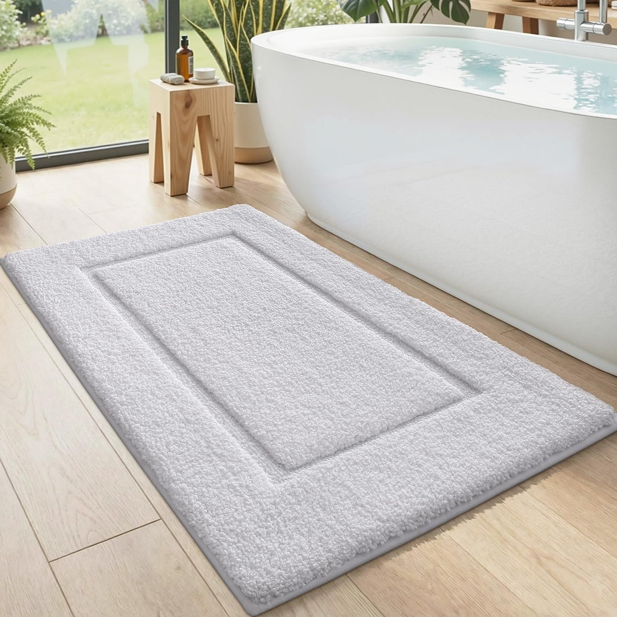 DEXI Bath Mat 36x24, Absorbent and Non Slip Bathroom Rugs, Beige