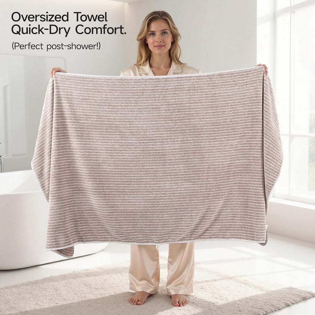REDKISS 6-Piece Microfiber Bath Towel Set, Ultra Soft, Highly Absorbent & Quick Dry, 35x70 Inch Oversized, Taupe Towels for Bathroom, Spa, Gym, 2 Bath 2 Hand 2 Washcloths