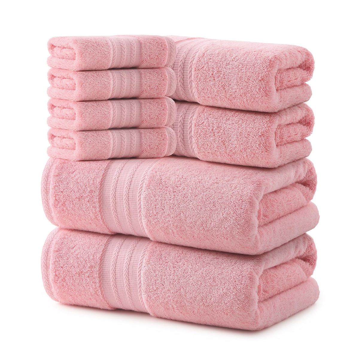 REDKISS Green Towel Set of 8-100% Cotton Luxury Bath Towels Set for Bathroom, 600 GSM Highly Absorbent Bathroom Towel with 2 Large Bath Sheet, 2 Hand, 4 Washcloths, Green Shower Towels for Dorm