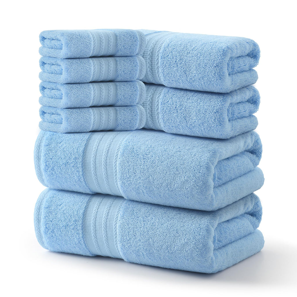 REDKISS Green Towel Set of 8-100% Cotton Luxury Bath Towels Set for Bathroom, 600 GSM Highly Absorbent Bathroom Towel with 2 Large Bath Sheet, 2 Hand, 4 Washcloths, Green Shower Towels for Dorm