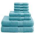 Madison Park 800GSM 100% Cotton Bathroom Bath Towel Set of 8, Light Blue