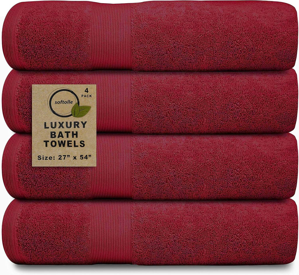 Luxury Bath Towels Set of 4 (27” x 54”) | Towels for Bathroom | Super Soft | Highly Absorbent Towels for Home, Spa, Gym (Cream)