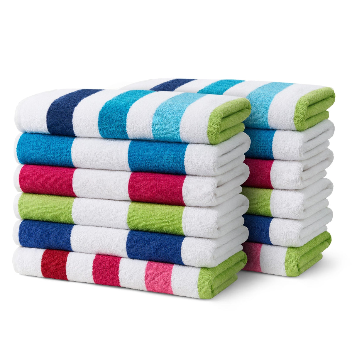 Ben Kaufman Terry Cabana Striped Towels - Oversized Towel for Beach & Pool - Soft Cotton Towels with Absorbent Design - Striped Beach & Pool Towels for Adults & Kids - 6 Pack