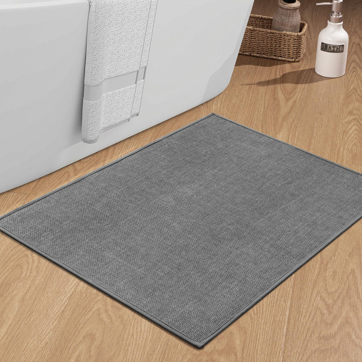 chakme Bathroom Rugs Mat 24x17, Ultra Thin Non Slip Bath Mat Small Quick Dry Absorbent Bath Mat for Bathroom Floor, (Dark Beige, 24"x17")