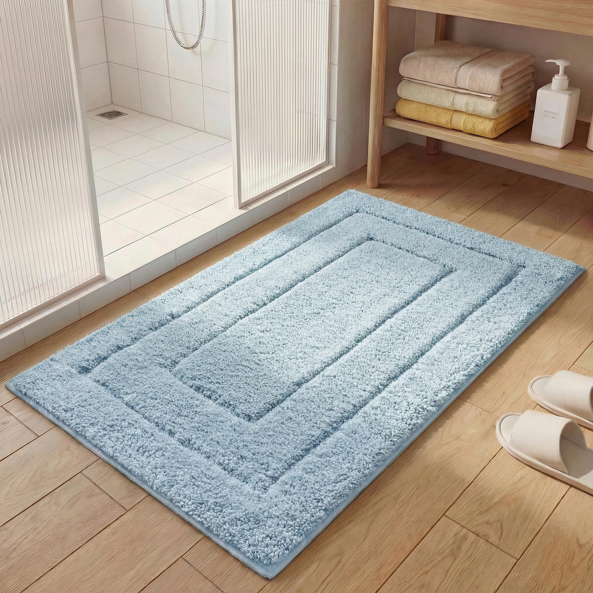 GRANNY SAYS Gray Bathroom Rug 20" x 30", Non-Slip Microfiber Bath Mat