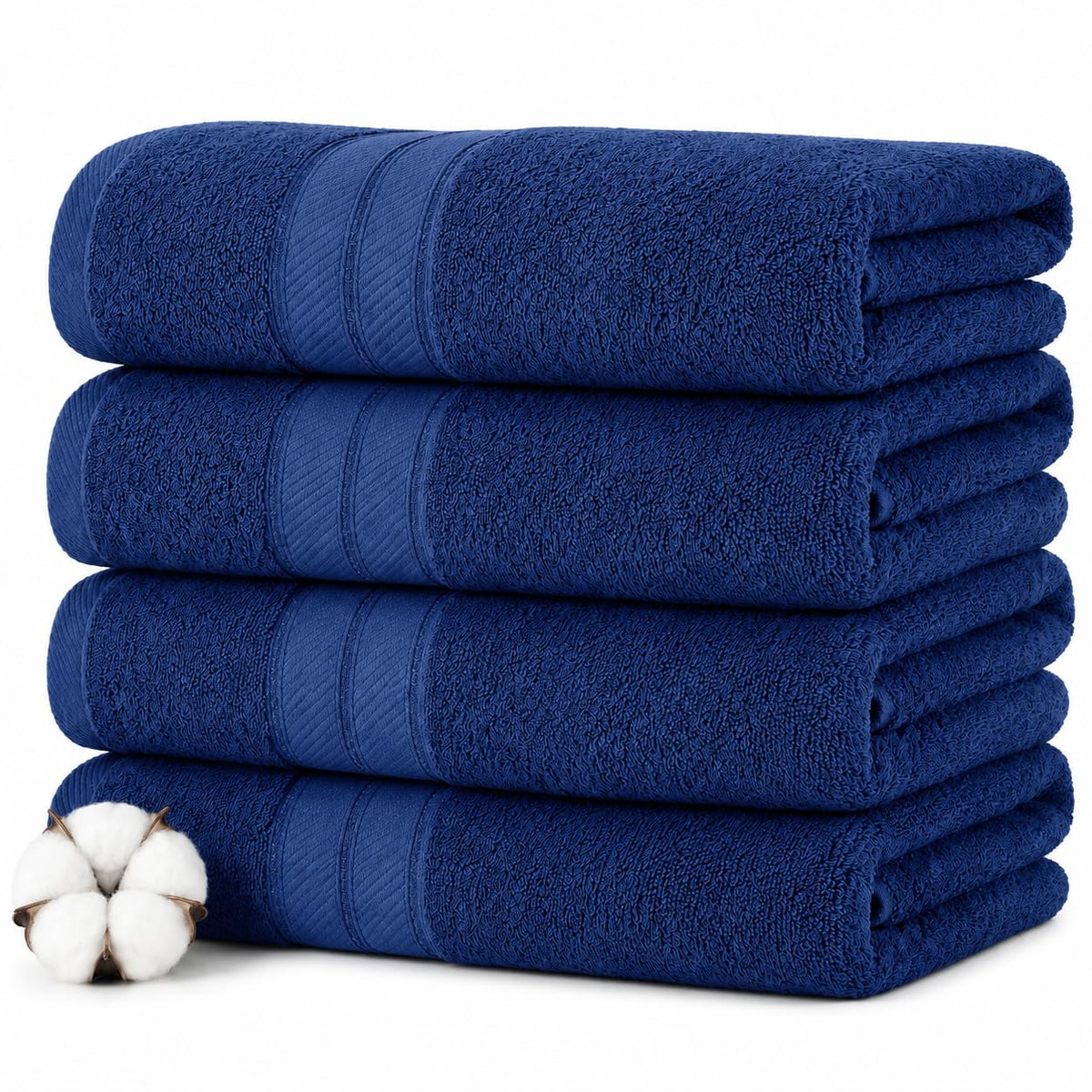 Modern Threads Spun Loft 6 Piece Bath Towel Set – 2 Bath Towels, 2 Hand Towels & 2 Washcloths – 100% Cotton, 600 GSM, Plush, Soft & Absorbent (White)