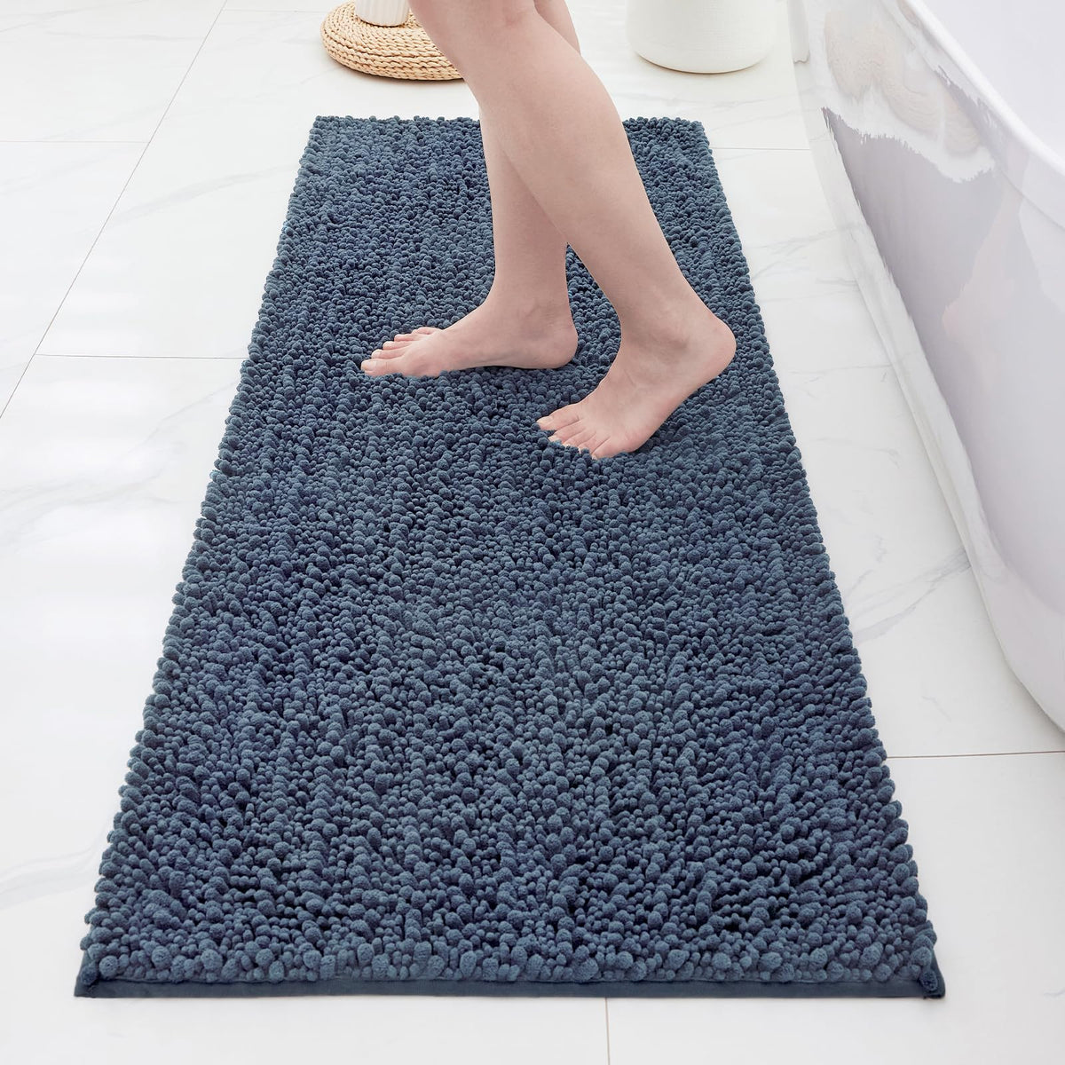 ILANGO Bathroom Rugs Dark Grey 32x20,Extra Soft Absorbent Chenille Bath Rugs,Thick Non-Slip Shaggy Bath Mat,Machine Washable Quick Dry Bath Mats for Bathroom Floor, Tub, Shower Accessories