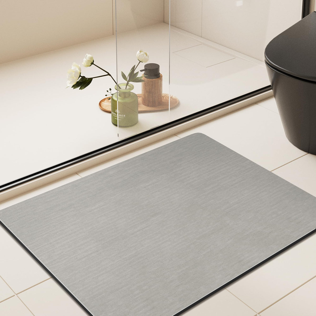 Mecko Bath Mat 16"x24",Ultra Thin Bathroom Rug fit Under Door Light Grey