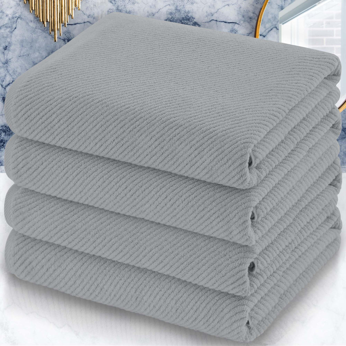 VOOVA & MOVAS 6PC Towel Set, 100% Cotton, Dark Grey