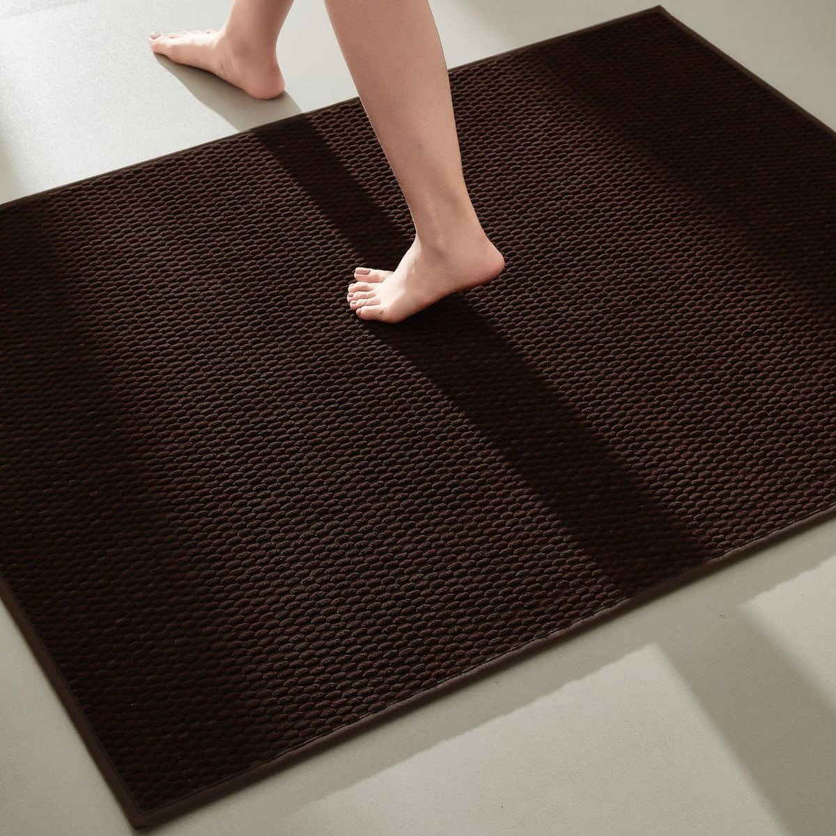 TYUU Bathroom Rugs Non Slip Washable, Super Absorbent Thin Bath Mat Small Quick Dry Low Pile Bathroom Rug, Dark Grey 16"x24"